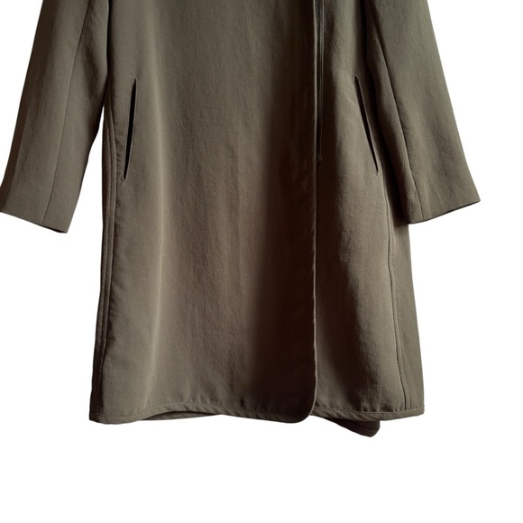 Aritzia Babaton Cormac Coat XS Olive Green Waterfall Drape Asymmetrical Zip - Picture 8 of 15